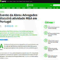 Evento da Abreu Advogados discutir atividade M&A em Portugal